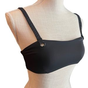 Good American black bikini top bandeau style with straps